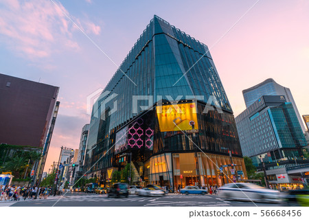 Tokyo cityscape in Japan View of Sukiyabashi intersection (car flow) 56668456