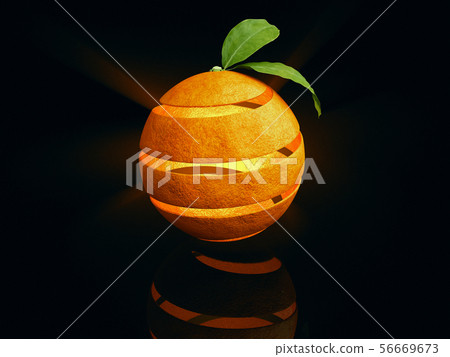 3d Illustration of Orange fruit with orange leaves 56669673