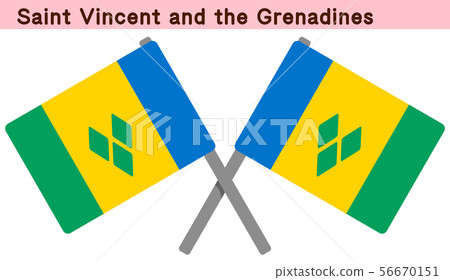 St. Vincent and the Grenadines flag crossed St. Vincent and the Grenadines flag crossed 56670151