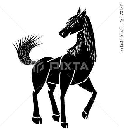 The black and white horse shape can be used as a l 56670187
