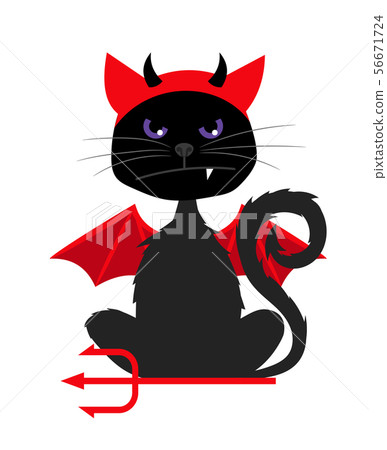 Halloween cat with devil bat wings 56671724