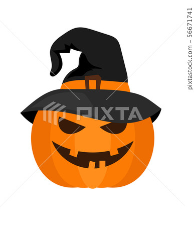 Halloween pumpkin with witch hat vector - Stock Illustration [56671741 ...