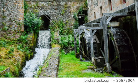 Ancient water mill in Fougeres castle. French 56672004