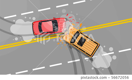 Road accident between two cars. - Stock Illustration [56672056] - PIXTA