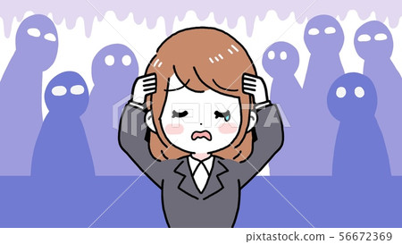 Depressed suit woman (brown hair bob) 56672369