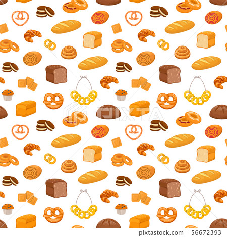 pattern with fresh pastries 56672393