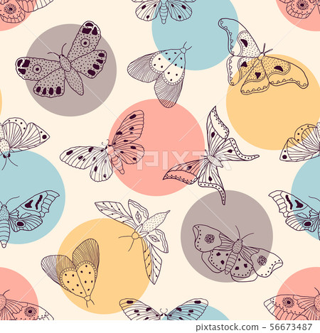 pattern with butterflies and moths - Stock Illustration [56673487] - PIXTA