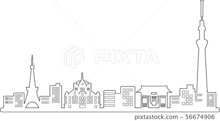 東京剪影線描 56674906