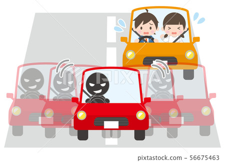 Passenger cars that interfere with the following cars (men and women) by meandering 56675463