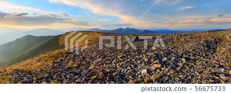 Summer sunset mountain view (Carpathian, Ukraine). Summer sunset mountain view (Carpathian, Ukraine). 56675733