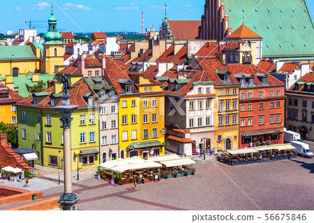 Warsaw, capital of Poland castle square aerial view 56675846