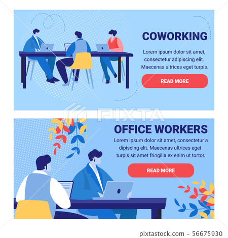Coworking People and Office Workers Banners Set Coworking People and Office Workers Banners Set 56675930