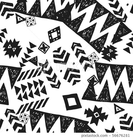 Seamless Ethnic pattern. Tribal vector abstract monochrome background 56676281