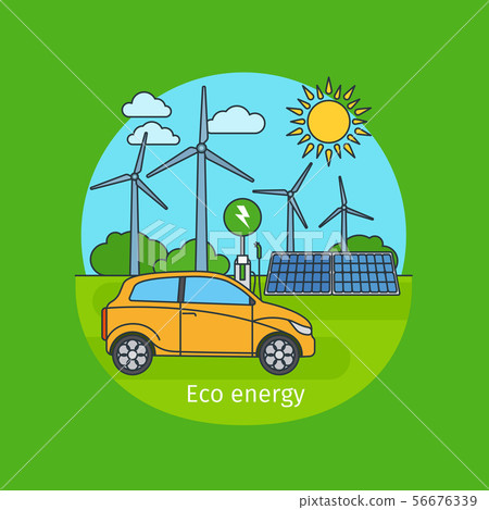 Eco energy concept with car Eco energy concept with car 56676339
