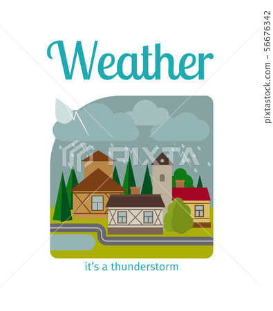 Thunderstorm in town illustration Thunderstorm in town illustration 56676342