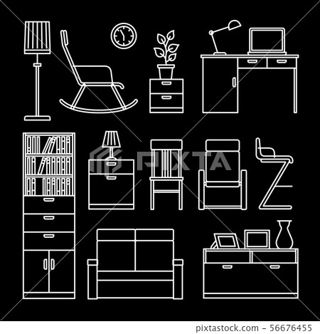 Home accessories and furniture icons - Stock Illustration [56676455 ...