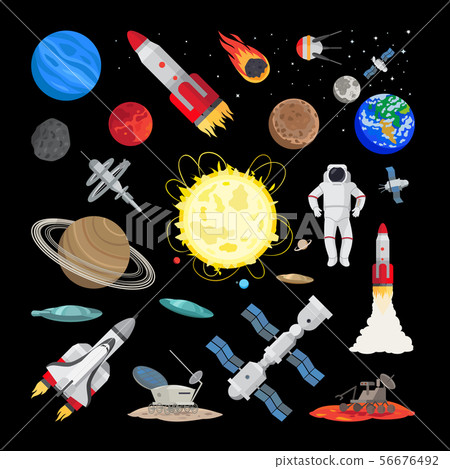 Space icons in flat style - Stock Illustration [56676492] - PIXTA