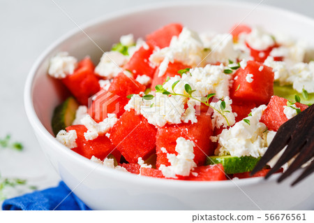 Watermelon, cucumber and feta cheese salad Watermelon, cucumber and feta cheese salad 56676561