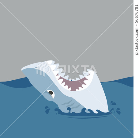 White shark open mouth in the sea 56676781