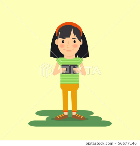 Young girl with tablet gadget 56677146