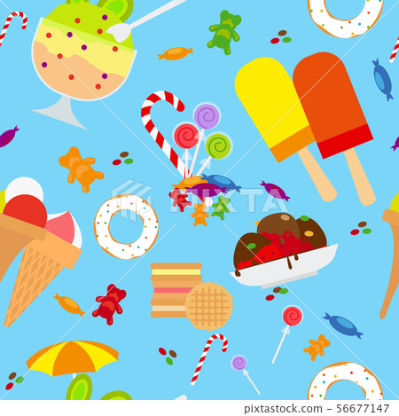 Candies And Ice Cream Seamless Pattern 56677147