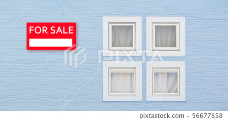 For sale, real estate signboard on wall. For sale, real estate signboard on wall. 56677858