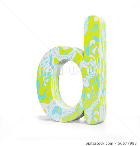 3D rendering letter small D on white background. Signs and symbols. Colorful Alphabet. Textured 3D rendering letter small D on white background. Signs and symbols. Colorful Alphabet. Textured 56677988