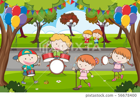 Kid Music Band in a Park Kid Music Band in a Park 56678400