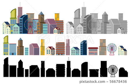 Different designs of buildings on white background Different designs of buildings on white background 56678436