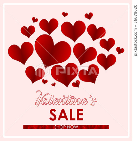 Valentine card template with red hearts - Stock Illustration [56678620 ...