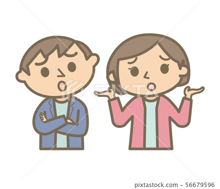 Young couple upper body troubled question line 56679596
