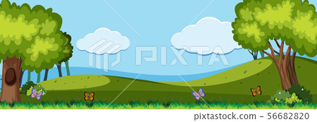 Nature scene with trees and hills 56682820