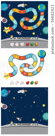 Set of three game templates with earth and stars 56682821