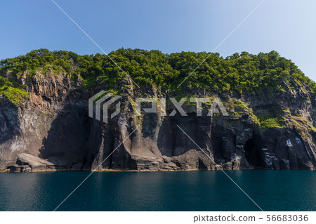 Shiretoko peninsula in summer seen from a pleasure boat (Hokkaido) Shiretoko peninsula in summer seen from a pleasure boat (Hokkaido) 56683036