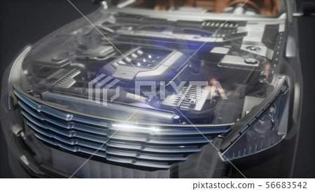 engine and other parts visible in car 56683542