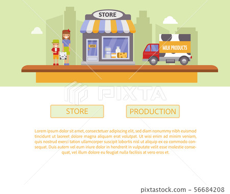 Milk production vector illustration. Production and processing of milk from dairy farm to table Milk production vector illustration. Production and processing of milk from dairy farm to table 56684208