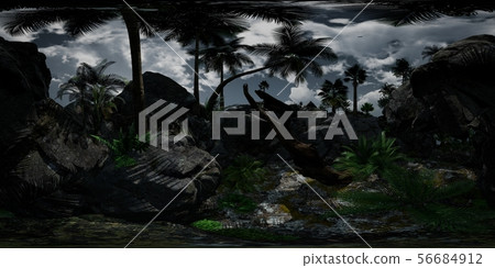 vr 360 camera inside tropical cave in jungle with vr 360 camera inside tropical cave in jungle with 56684912