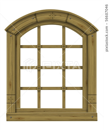 Antique wooden arched window fantasy scandinavian gothic 56687046