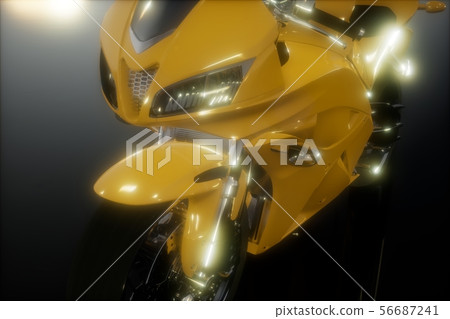 moto sport bike in dark studio with bright lights 56687241
