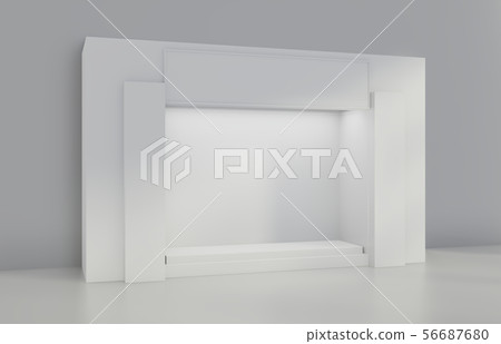 White Storefront blank showcases. The shelve in shop. 3d rendering White Storefront blank showcases. The shelve in shop. 3d rendering 56687680