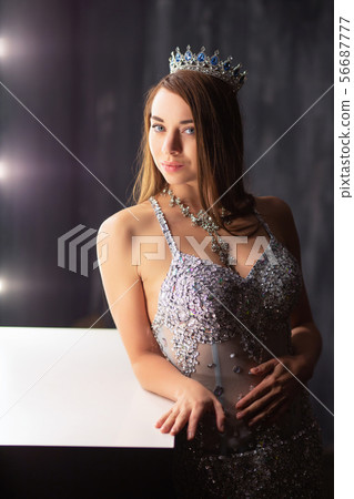 Reflection alluring young woman posing Reflection alluring young woman posing 56687777