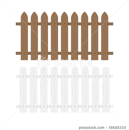 Wooden fence illustration. Farm wood wall yard, cartoon garden. Timber gate background pattern 56688310