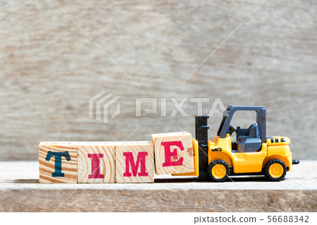 Toy forklift hold letter block e to word time Toy forklift hold letter block e to word time 56688342