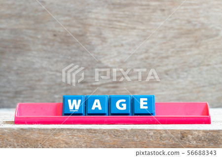 Tile letter on red rack in word wage Tile letter on red rack in word wage 56688343