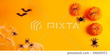 Halloween scene on orange background 56688451