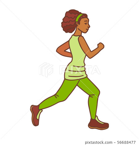 Black woman running. Girl jogging. Vector illustration Stock Illustration