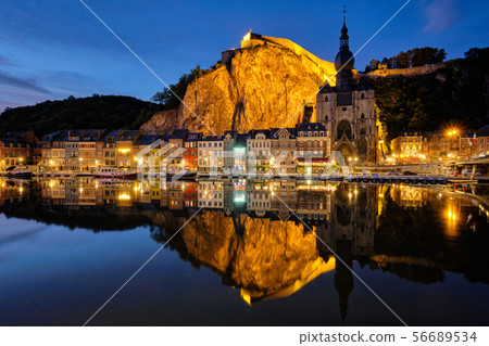Night view of Dinant town, Belgium 56689534