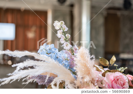 luxury dinner Banquet in the restaurant. Beautiful and exquisite decoration of the wedding luxury dinner Banquet in the restaurant. Beautiful and exquisite decoration of the wedding 56690869