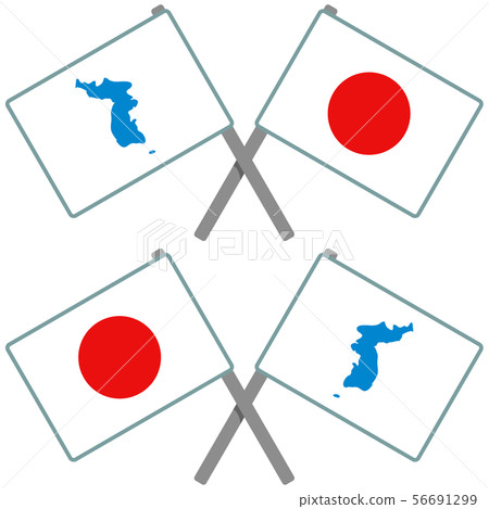 南北統一旗幟和日本國旗 插圖素材 圖庫 南北統一旗幟和日本國旗 插圖素材 圖庫