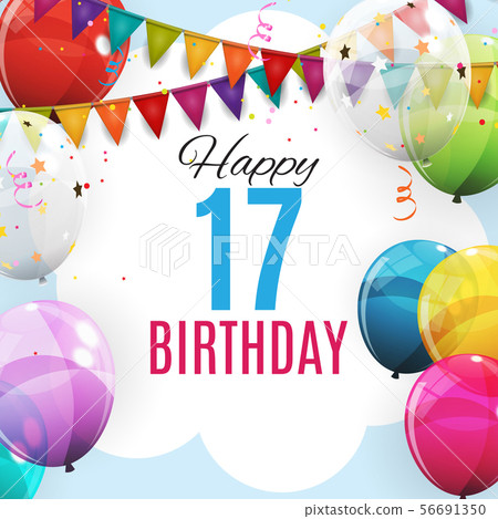 Cute Template 17 Years Anniversary. Group of 56691350